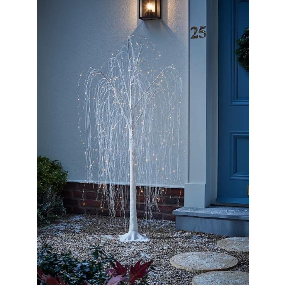 White 5ft Christmas Outdoor Willow Tree